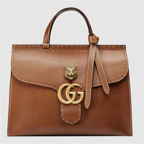 gucci brown and black leather bag|brown leather gucci handbags sale.